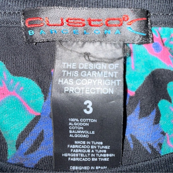 Custo Barcelona Women's Black and Pink Graphic Long Sleeve Top - Picture 3 of 3